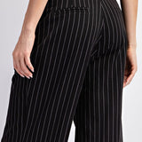 Pinstripe Straight Leg Pants - Black-dress pants- Hometown Style HTS, women's in store and online boutique located in Ingersoll, Ontario