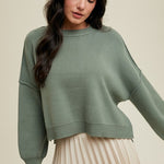 Relaxed Crop Sweater - Pistachio-sweater- Hometown Style HTS, women's in store and online boutique located in Ingersoll, Ontario