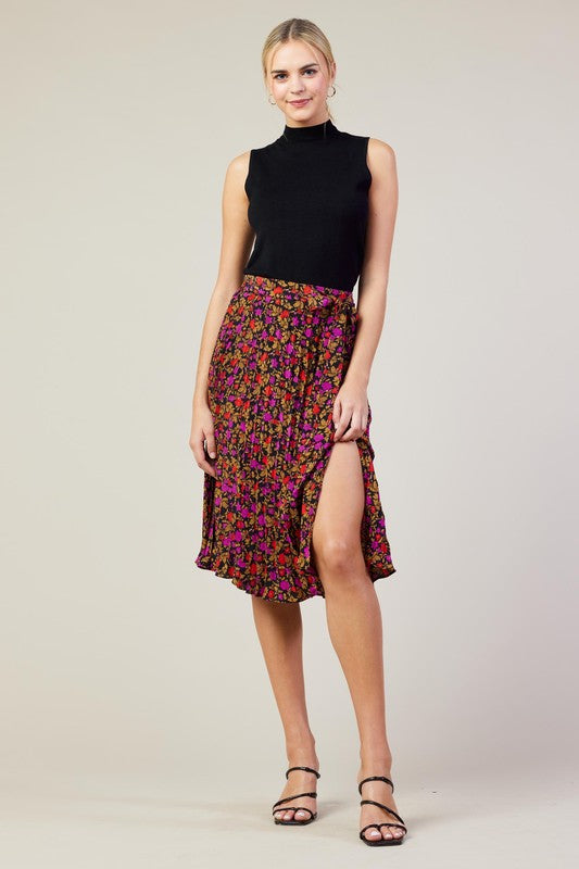 Pleated Midi Skirt - Magenta-Skirt- Hometown Style HTS, women's in store and online boutique located in Ingersoll, Ontario