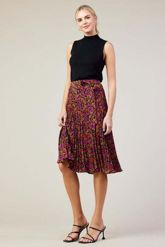 Pleated Midi Skirt - Magenta-Skirt- Hometown Style HTS, women's in store and online boutique located in Ingersoll, Ontario