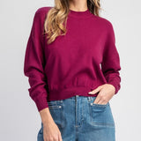 Solid Mock Neck Sweater - Plum-Sweater- Hometown Style HTS, women's in store and online boutique located in Ingersoll, Ontario