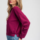 Solid Mock Neck Sweater - Plum-Sweater- Hometown Style HTS, women's in store and online boutique located in Ingersoll, Ontario