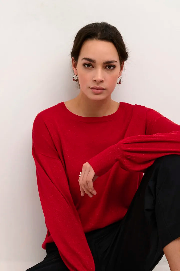 Regina Knit Pullover - Haute Red-tops- Hometown Style HTS, women's in store and online boutique located in Ingersoll, Ontario