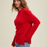 Ribbed Band Sweater - Red-sweater- Hometown Style HTS, women's in store and online boutique located in Ingersoll, Ontario