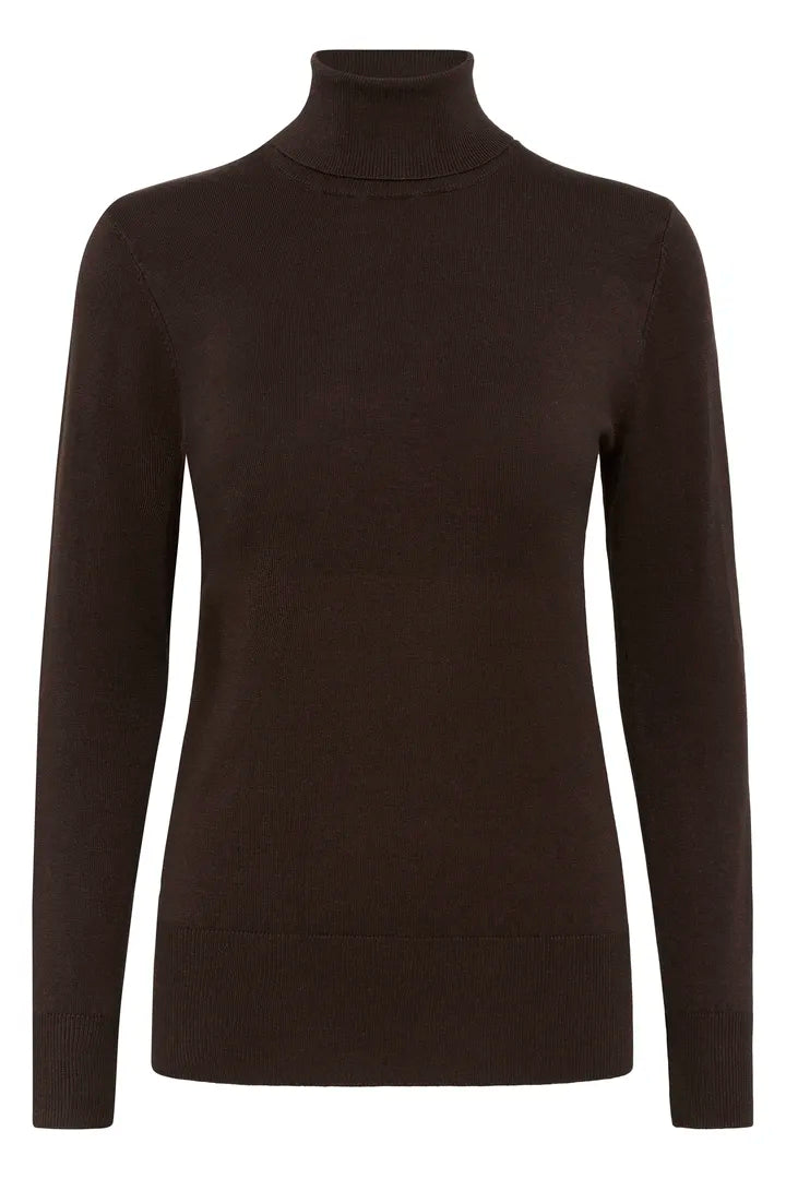 Astrid Roll Neck Top - Black Coffee-Casual Tops- Hometown Style HTS, women's in store and online boutique located in Ingersoll, Ontario