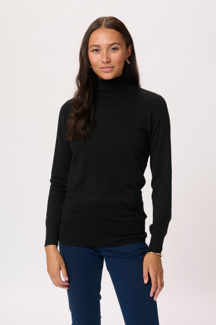 Astrid Roll Neck Top - Deep Black-Casual Tops- Hometown Style HTS, women's in store and online boutique located in Ingersoll, Ontario