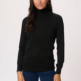 Astrid Roll Neck Top - Deep Black-Casual Tops- Hometown Style HTS, women's in store and online boutique located in Ingersoll, Ontario