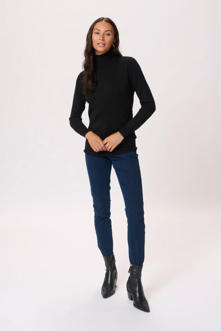 Astrid Roll Neck Top - Deep Black-Casual Tops- Hometown Style HTS, women's in store and online boutique located in Ingersoll, Ontario