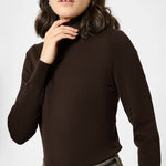 Astrid Roll Neck Top - Black Coffee-Casual Tops- Hometown Style HTS, women's in store and online boutique located in Ingersoll, Ontario