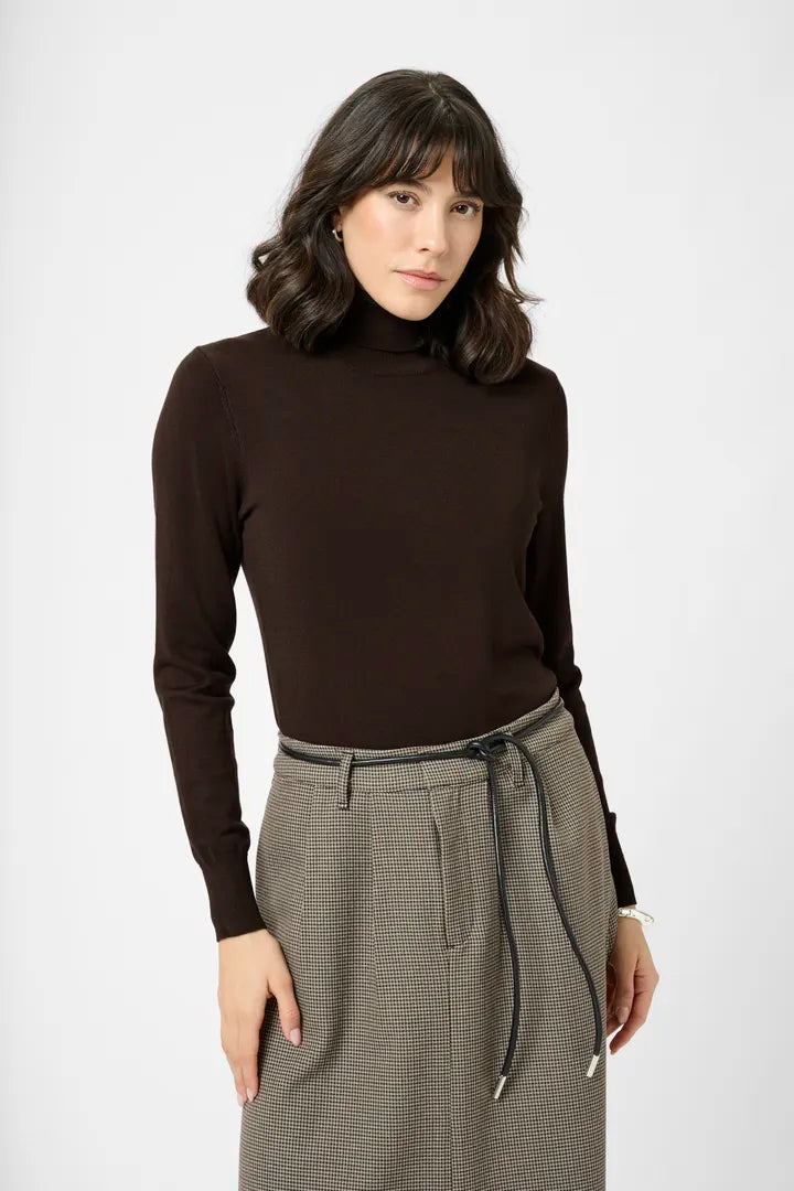 Astrid Roll Neck Top - Black Coffee-Casual Tops- Hometown Style HTS, women's in store and online boutique located in Ingersoll, Ontario