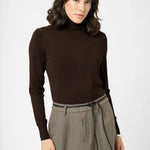 Astrid Roll Neck Top - Black Coffee-Casual Tops- Hometown Style HTS, women's in store and online boutique located in Ingersoll, Ontario