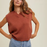 Sweater Vest - Rust-tops- Hometown Style HTS, women's in store and online boutique located in Ingersoll, Ontario