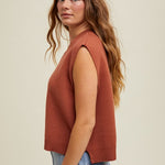 Sweater Vest - Rust-tops- Hometown Style HTS, women's in store and online boutique located in Ingersoll, Ontario