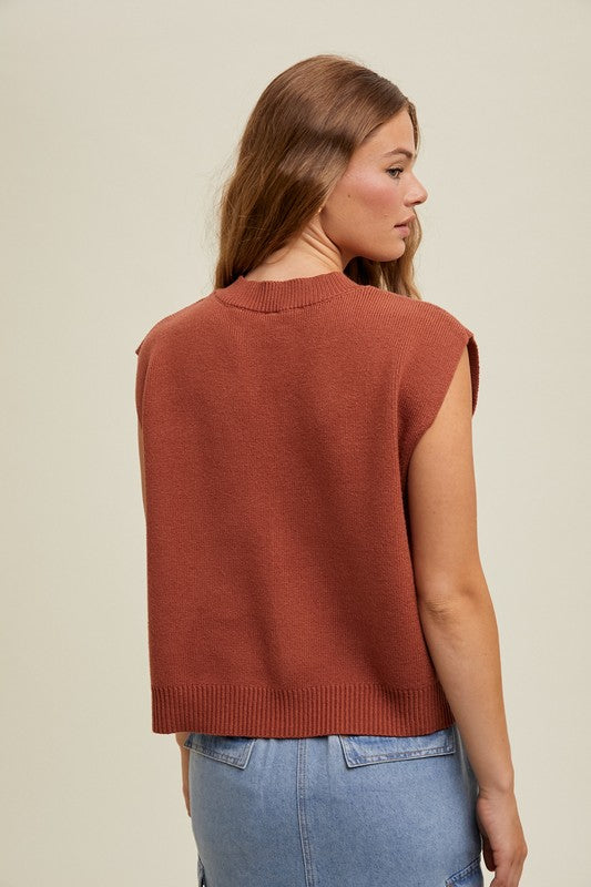 Sweater Vest - Rust-tops- Hometown Style HTS, women's in store and online boutique located in Ingersoll, Ontario