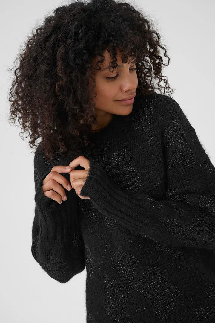 Sandra Knit Pullover - Black/Silver Lurex-sweater- Hometown Style HTS, women's in store and online boutique located in Ingersoll, Ontario