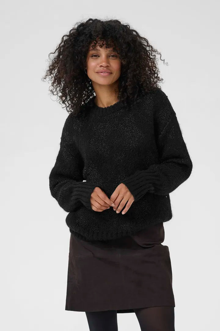 Sandra Knit Pullover - Black/Silver Lurex-sweater- Hometown Style HTS, women's in store and online boutique located in Ingersoll, Ontario