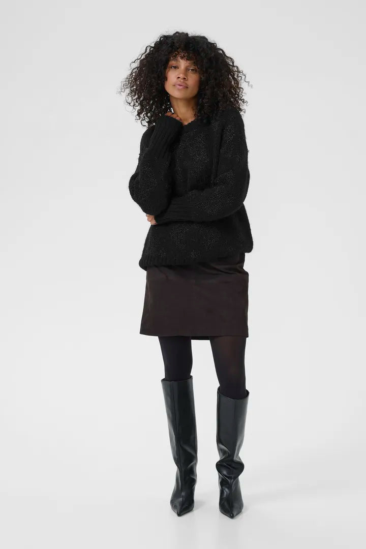 Sandra Knit Pullover - Black/Silver Lurex-sweater- Hometown Style HTS, women's in store and online boutique located in Ingersoll, Ontario