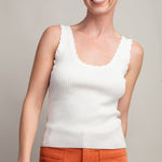 Scallop Neck Tank - White-tank- Hometown Style HTS, women's in store and online boutique located in Ingersoll, Ontario