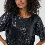 Miranda Sequin Blouse - Deep Black-blouse- Hometown Style HTS, women's in store and online boutique located in Ingersoll, Ontario