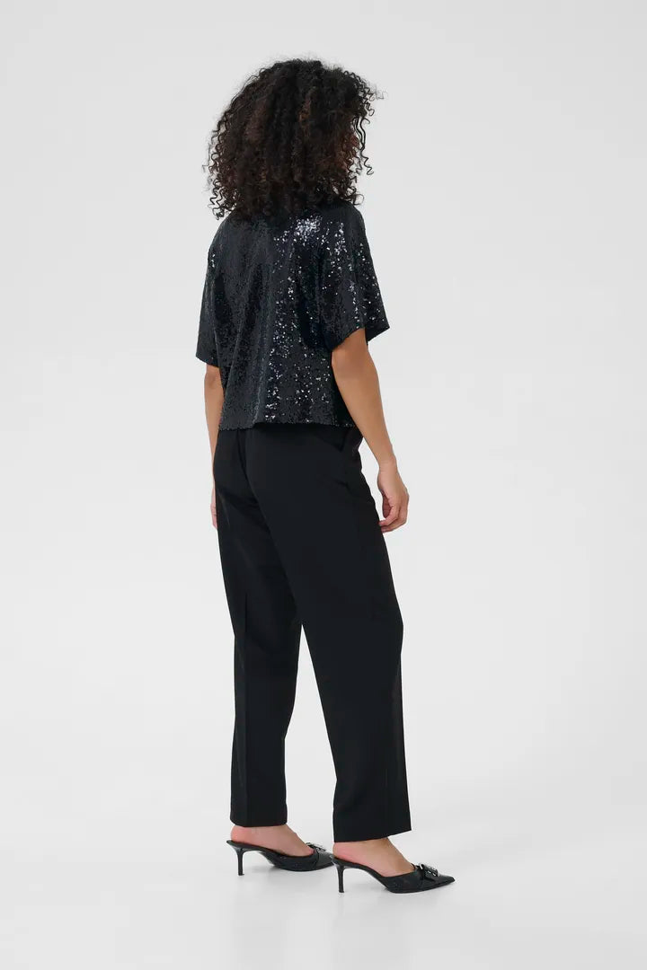 Miranda Sequin Blouse - Deep Black-blouse- Hometown Style HTS, women's in store and online boutique located in Ingersoll, Ontario