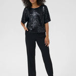 Miranda Sequin Blouse - Deep Black-blouse- Hometown Style HTS, women's in store and online boutique located in Ingersoll, Ontario