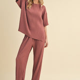 Pleated Tee & Pants - Sienna-set- Hometown Style HTS, women's in store and online boutique located in Ingersoll, Ontario