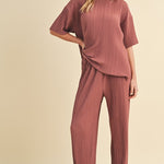 Pleated Tee & Pants - Sienna-set- Hometown Style HTS, women's in store and online boutique located in Ingersoll, Ontario