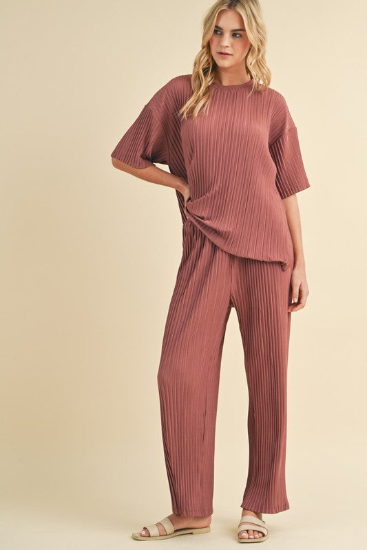 Pleated Tee & Pants - Sienna-set- Hometown Style HTS, women's in store and online boutique located in Ingersoll, Ontario