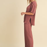 Pleated Tee & Pants - Sienna-set- Hometown Style HTS, women's in store and online boutique located in Ingersoll, Ontario