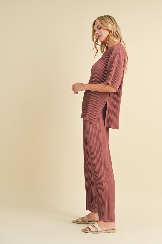 Pleated Tee & Pants - Sienna-set- Hometown Style HTS, women's in store and online boutique located in Ingersoll, Ontario