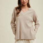 Waffle Knit Sweater - Stone-sweater- Hometown Style HTS, women's in store and online boutique located in Ingersoll, Ontario