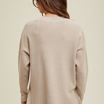 Waffle Knit Sweater - Stone-sweater- Hometown Style HTS, women's in store and online boutique located in Ingersoll, Ontario