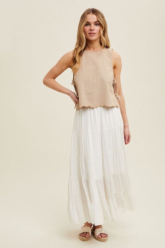 Cotton Tank Top with Side Ties - Taupe-tank- Hometown Style HTS, women's in store and online boutique located in Ingersoll, Ontario