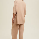 Pleated Tee & Pants - Taupe-set- Hometown Style HTS, women's in store and online boutique located in Ingersoll, Ontario