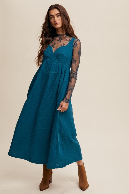 Halter Tie Back Maxi Dress - Teal-Dresses- Hometown Style HTS, women's in store and online boutique located in Ingersoll, Ontario