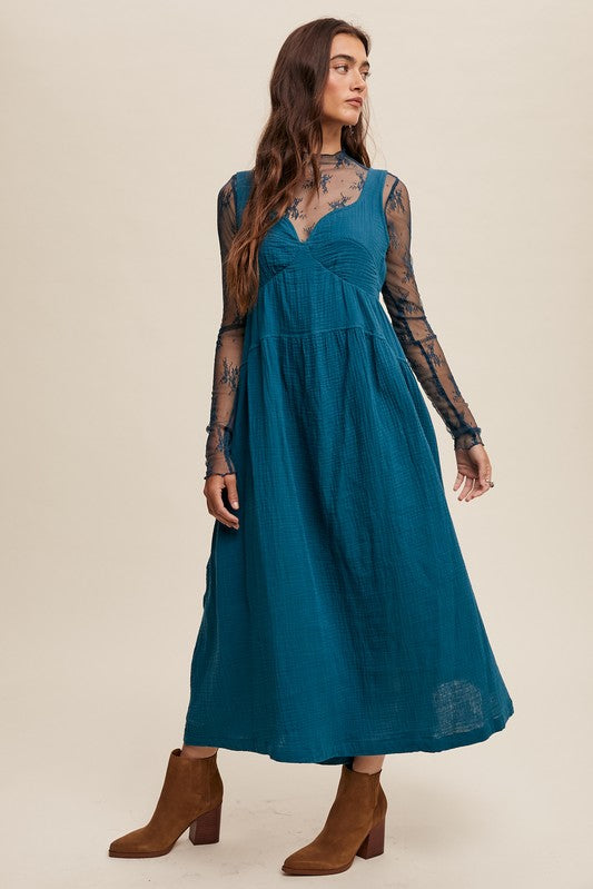 Halter Tie Back Maxi Dress - Teal-Dresses- Hometown Style HTS, women's in store and online boutique located in Ingersoll, Ontario