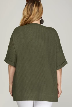 Textured Knit Top - Olive - EX-T shirt- Hometown Style HTS, women's in store and online boutique located in Ingersoll, Ontario