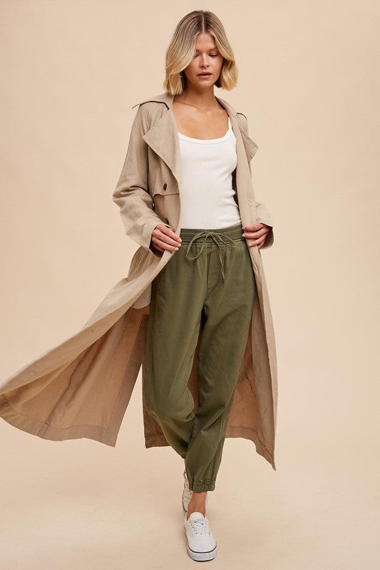 Classic Double Breasted Trench Coat - Almond-Coats & Jackets- Hometown Style HTS, women's in store and online boutique located in Ingersoll, Ontario