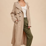 Classic Double Breasted Trench Coat - Almond-Coats & Jackets- Hometown Style HTS, women's in store and online boutique located in Ingersoll, Ontario