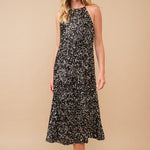 Sequin Halter Dress - Black-dress- Hometown Style HTS, women's in store and online boutique located in Ingersoll, Ontario