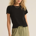 Modern Slub Tee - Black-tee- Hometown Style HTS, women's in store and online boutique located in Ingersoll, Ontario