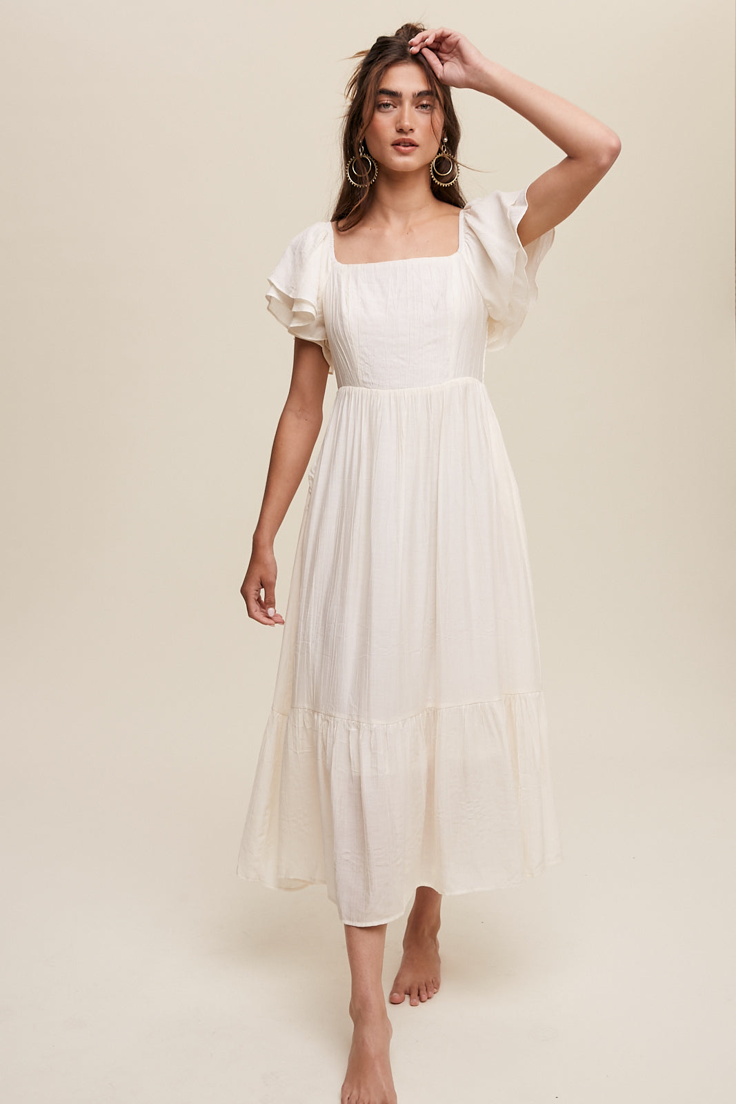 Short Sleeve Maxi - Cream-Dress- Hometown Style HTS, women's in store and online boutique located in Ingersoll, Ontario