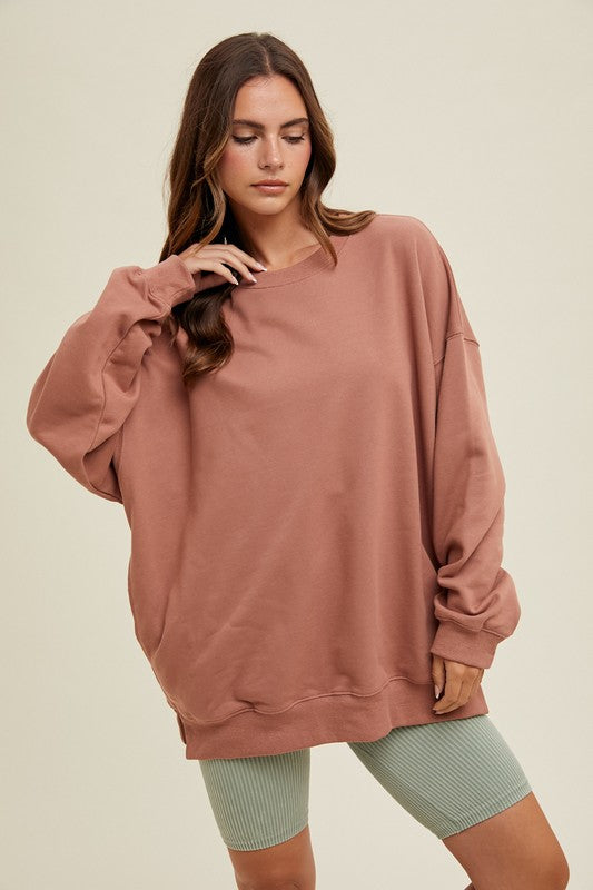 Oversized Terry Pullover Sweater- Burl Wood-Tops- Hometown Style HTS, women's in store and online boutique located in Ingersoll, Ontario