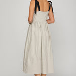 Ribbon Strap Striped Midi Dress - Off White-Dresses- Hometown Style HTS, women's in store and online boutique located in Ingersoll, Ontario