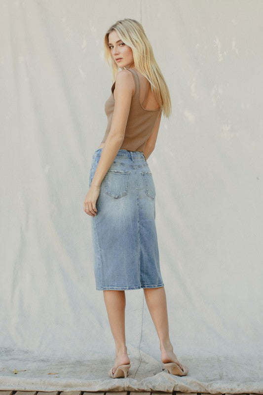 High Rise Midi Skirt-Skirt- Hometown Style HTS, women's in store and online boutique located in Ingersoll, Ontario