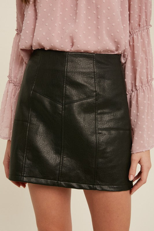 Vegan Leather Mini Skirt-Mini Skirts- Hometown Style HTS, women's in store and online boutique located in Ingersoll, Ontario
