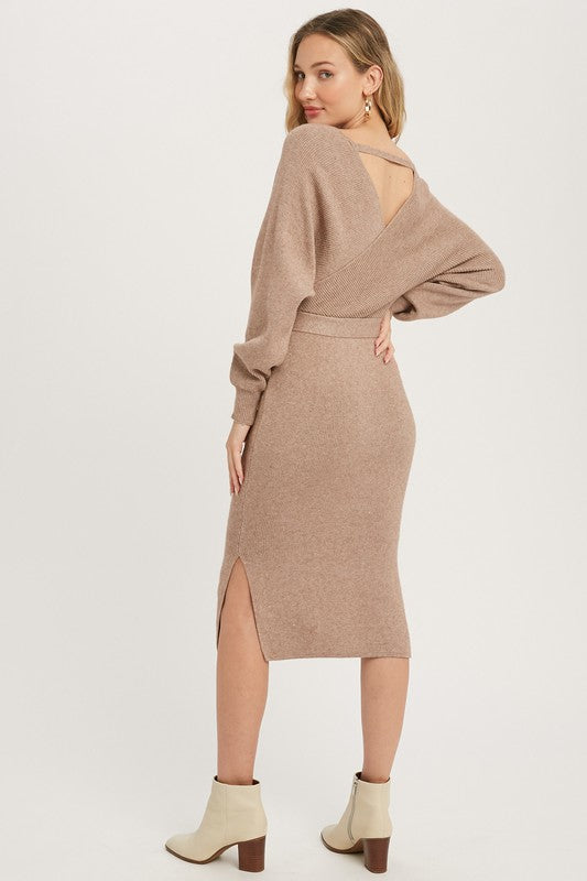 Fall Sweater Dress - Latte-Dresses- Hometown Style HTS, women's in store and online boutique located in Ingersoll, Ontario