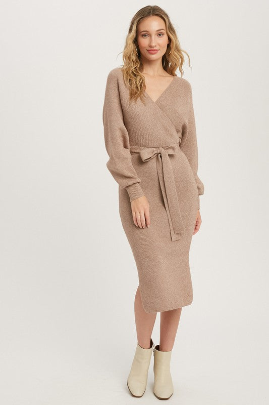 Fall Sweater Dress - Latte-Dresses- Hometown Style HTS, women's in store and online boutique located in Ingersoll, Ontario