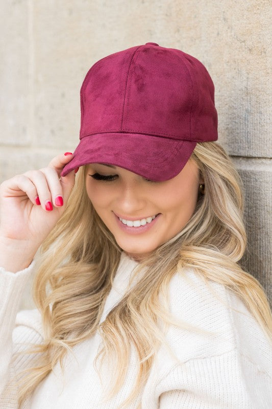Suede Boyfriend Ball Cap-Hats- Hometown Style HTS, women's in store and online boutique located in Ingersoll, Ontario