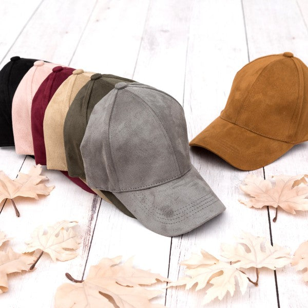 Suede Boyfriend Ball Cap-Hats- Hometown Style HTS, women's in store and online boutique located in Ingersoll, Ontario
